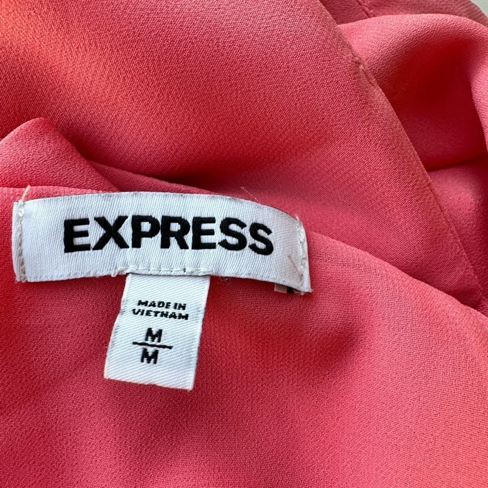 Express Coral Pink Keyhole Tie Front Tank Top - Picture 5 of 6
